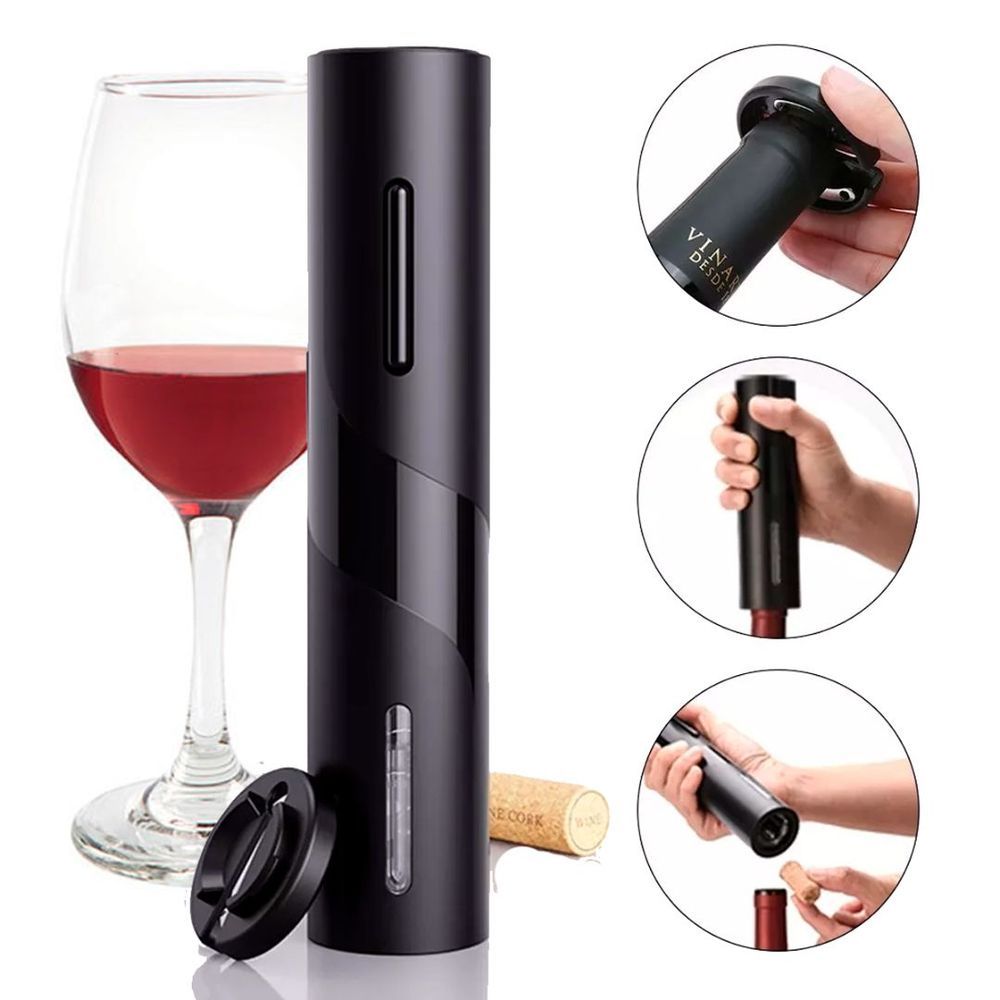 Destapador Eléctrico 4 en 1 para Vino – Set Completo con Cortador, Servidor y Tapón, Ideal para Regalar